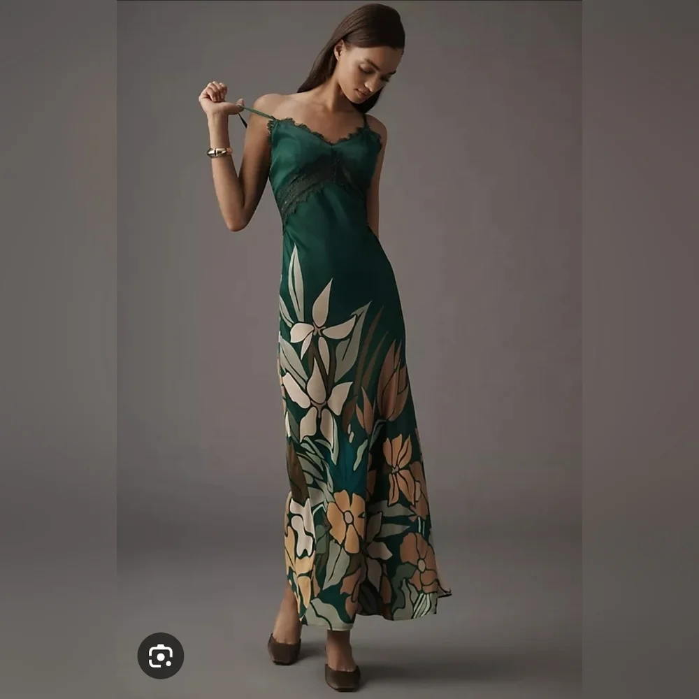 Anthropolgy Green Slip Dress, Size S (NWOT) - Picture 2 of 5